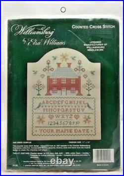 1987 NIP Elsa Williams Counted Cross Stitch Kit Ann Green Sampler 11x14 7648F
