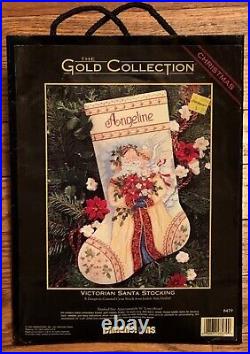1995 Dimensions Gold Collection Victorian Santa Stocking Cross Stitch Kit 8479