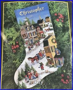 1997 Dimensions Gold Collection Cross Stitch Kit Village Scene Stocking 16 1997 Dimensions Gold Collection Cross Stitch Kit Village Scene Stocking 16