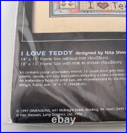 1997 Dimensions I Love Teddy Counted Cross Stitch Kit New Nita Showers Bear 3863