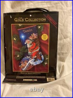 1997 Dimensions The Gold Collection Rooftop Santa Stocking 8528 Cross Stitch Kit