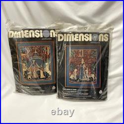 2 Vtg DIMENSIONS Needlepoint Kits #2160, #2186 CLUNY TAPESTRY Timothy Glenn