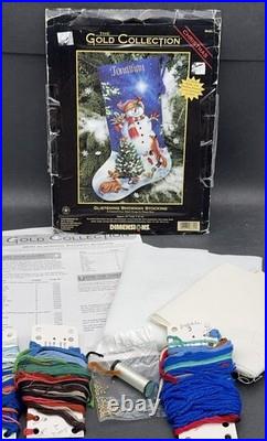 2000 Dimensions Gold Cross Stitch Kit Christmas Stocking Glistening Snowman 8640