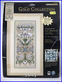 2001 Dimensions Gold Collection #35064 Lily Sampler Crosstitch Kit Open Pkg