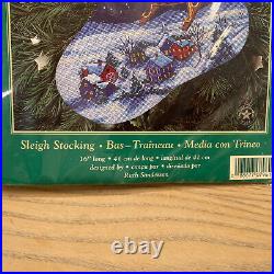 2001 Dimensions -Santa's Moonlit Flying Sleigh Stocking Cross Stitch Kit 7961