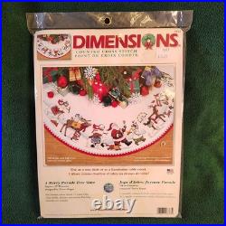 2005 DIMENSIONS A Merry Parade Tree Skirt 45 inch diameter Cross Stitch Kit 8763
