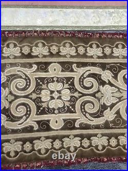 3 ANTIQUE 19TH-CENTURY FRENCH Valance Altar Cloth Velvet+ Silk Metallic Border
