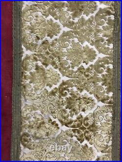 3 ANTIQUE 19TH-CENTURY FRENCH Valance Altar Cloth Velvet+ Silk Metallic Border