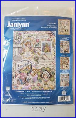 4 NEW Janlynn Counted Cross Stitch Spring Summer Autumn Winter Sampler Kits