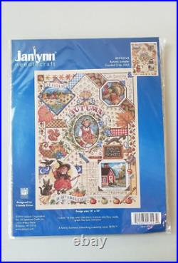 4 NEW Janlynn Counted Cross Stitch Spring Summer Autumn Winter Sampler Kits