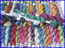 50 Embroidery Silk Threads glitter Skeins, 50 different Colours, Best Quality