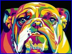 5D Diamond Painting Abstract Colored Bull Dog Kit