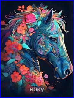 5D Diamond Painting Abstract Flowered Horse Kit