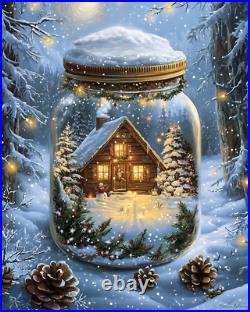 5D Diamond Painting Cozy Christmas Cabin in a Jar Kit