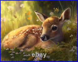 5D Diamond Painting Fawn in the Sunny Woods Kit