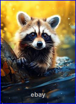 5D Diamond Painting Raccoon in Water Kit