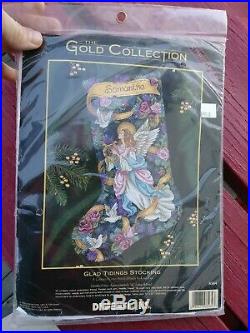 8564 DIMENSIONS GOLD COLLECTION cross stitch kit GLAD TIDINGS STOCKING 1998