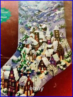 A 2004 Janlynn Christmas Village Needlepoint Stocking Kit Sealed & Complete 18