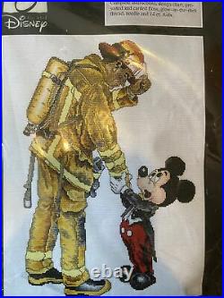 Art Of Disney Fireman And Mickey Counted Cross Stitch Kit Rare Walt Disney World