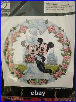 Art of Disney Cross Stitch Mickey & Minnie WEDDING Frame Size 15 x 15