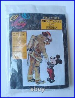 Art of Disney Mickey Mouse and Fireman Cross Stitch Kit 16×20 New Very Rare