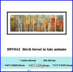 Autumn Trees Cross Stitch Landscape Artistic Design Canvas Embroidery Decoration