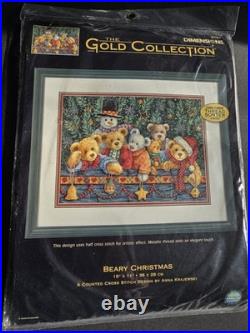BEARY CHRISTMAS cross stitch kit GOLD COLLECTION Dimensions USA NIP 8761