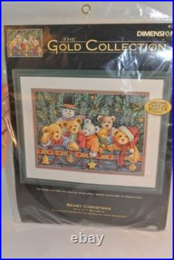 BEARY CHRISTMAS cross stitch kit GOLD COLLECTION Dimensions USA NIP 8761