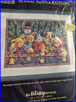 BEARY CHRISTMAS cross stitch kit GOLD COLLECTION Dimensions USA NIP 8761