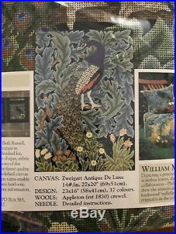 BETH RUSSELL WILLIAM MORRIS PEACOCK 23 X 16 Pillow NEEDLEPOINT KIT MSP$175