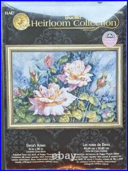 BRAND NEW RARE Bucilla Heirloom Collection Dana's Roses Counted Cross Stitch Kit