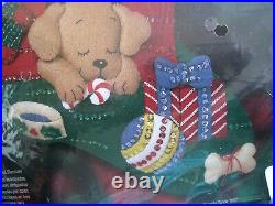 BUCILLA STOCKING FELT Holiday Applique KIT, PUPPY'S CHRISTMAS, Dog, House, 84853,18