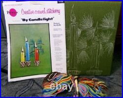 BY CANDLELIGHT Crewel Embroidery Kit, Tranquil Candle Vtg Paragon Stitchery 0149 BY CANDLELIGHT Crewel Embroidery Kit, Tranquil Candle Vtg Paragon Stitchery 0149