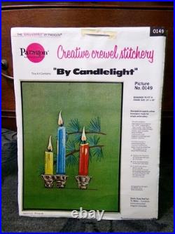 BY CANDLELIGHT Crewel Embroidery Kit, Tranquil Candle Vtg Paragon Stitchery 0149 BY CANDLELIGHT Crewel Embroidery Kit, Tranquil Candle Vtg Paragon Stitchery 0149