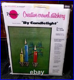 BY CANDLELIGHT Crewel Embroidery Kit, Tranquil Candle Vtg Paragon Stitchery 0149 BY CANDLELIGHT Crewel Embroidery Kit, Tranquil Candle Vtg Paragon Stitchery 0149