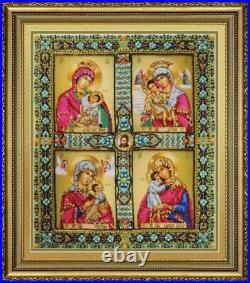 Bead embroidery kit Four-part Icon of the Most Holy Theotokos needlework kit