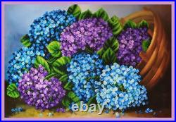 Bead embroidery kit Hydrangeas in a basket hand embroidery needlework kit