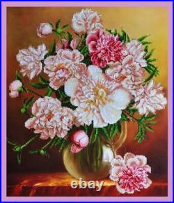 Bead embroidery kit White bouquet hand embroidery needlework kit