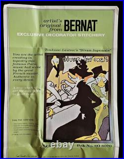 Bernat Decorator Stitchery Kit No So 8070 Toulouse-Lautrec's Divan Japonais VTG