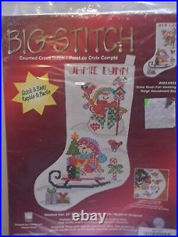 Big Stitch Counted Cross Stitch Kit 023-0425 SNOW MUCH FUN Christmas Stocking