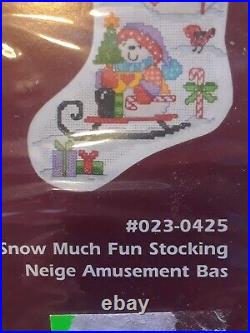 Big Stitch Counted Cross Stitch Kit 023-0425 SNOW MUCH FUN Christmas Stocking