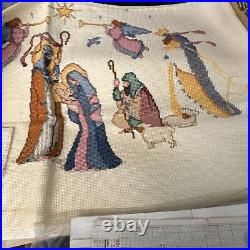 Blessed nativity tree skirt Dimensions cross stitch Kit 8379 Partially Complete