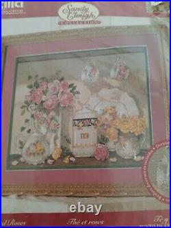Bucilla 43501 tea and Roses Counted Cross Stitch Kit, Sandy Clough, RARE