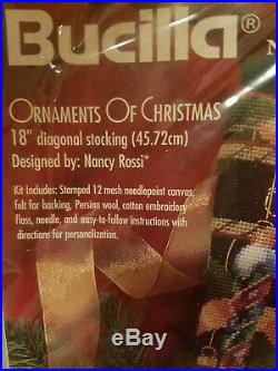 Bucilla 60742 Needlepoint ORNAMENTS OF CHRISTMAS Stocking Kit Sealed Rossi