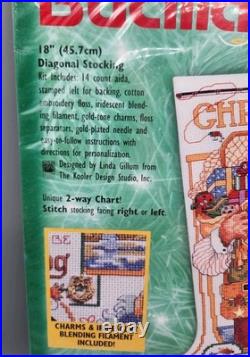 Bucilla 84100 Fishing Santa Counted Cross Stitch Stocking Kit SEALED CHRISTOPHER
