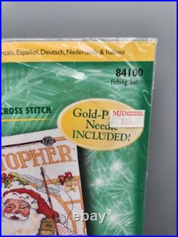 Bucilla 84100 Fishing Santa Counted Cross Stitch Stocking Kit SEALED CHRISTOPHER