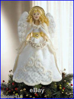Bucilla ANGEL TREE TOPPER White Felt Christmas Kit RARE Factory Direct 86072Gold
