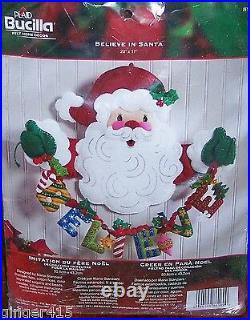 Bucilla BELIEVE IN SANTA Felt Christmas Wall Hanging Kit OOP Factory Direct RARE
