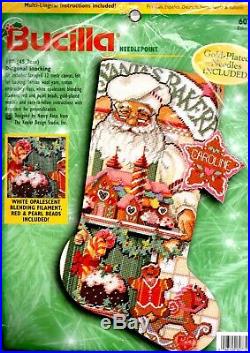 Bucilla Baker Santa Gingerbread Cookies Holiday Needlepoint Stocking Kit 60772