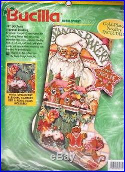 Bucilla Baker Santa Gingerbread Cookies Holiday Needlepoint Stocking Kit 60772 R